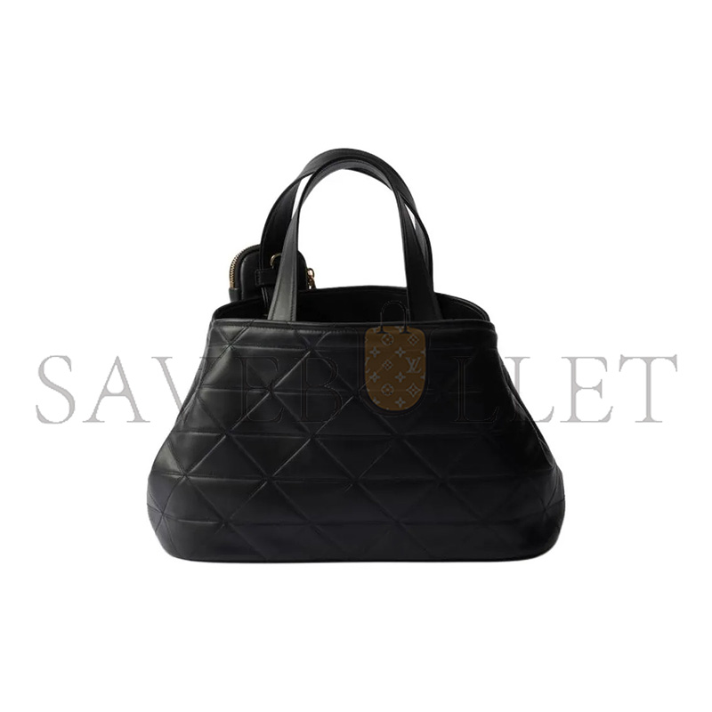 Pra*a medium leather tote bag with stitching 1bg545 (35*22*15cm)